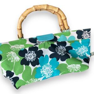 Estee Lauder Tropical Floral Tote Promotional Bag with Bamboo Handles